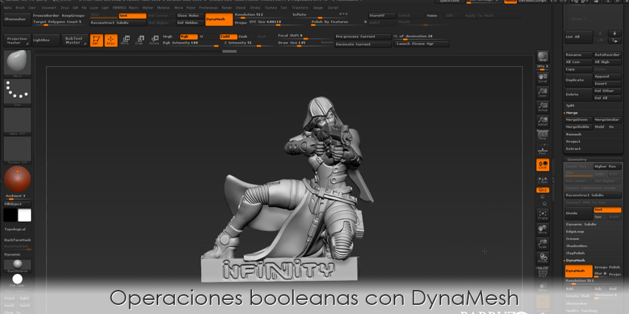 Operaciones booleanas con DynaMesh en ZBrush