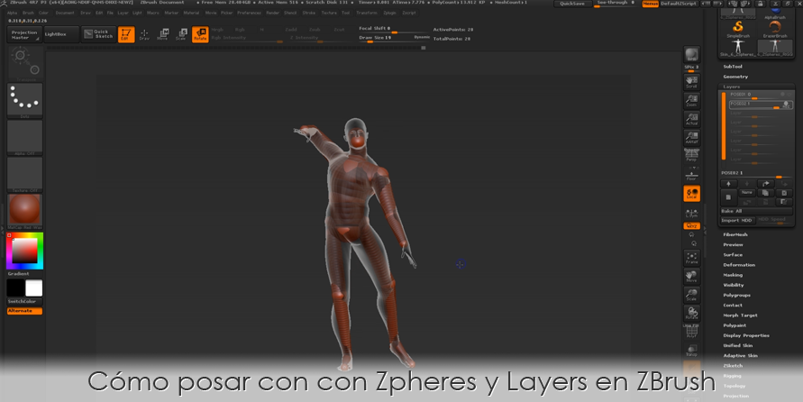 Cómo posar con con ZSpheres y Layers en ZBrush