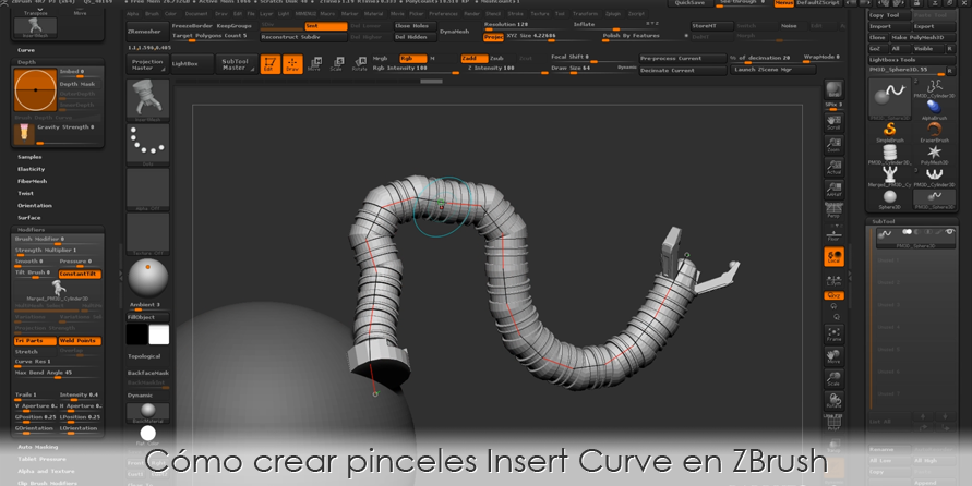 Cómo crear pinceles Insert Curve en ZBrush