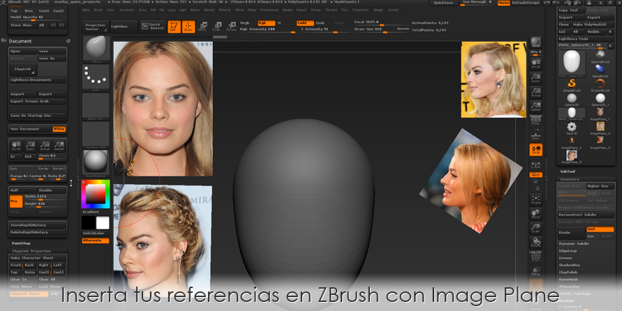 Inserta tus referencias en ZBrush con Image Plane