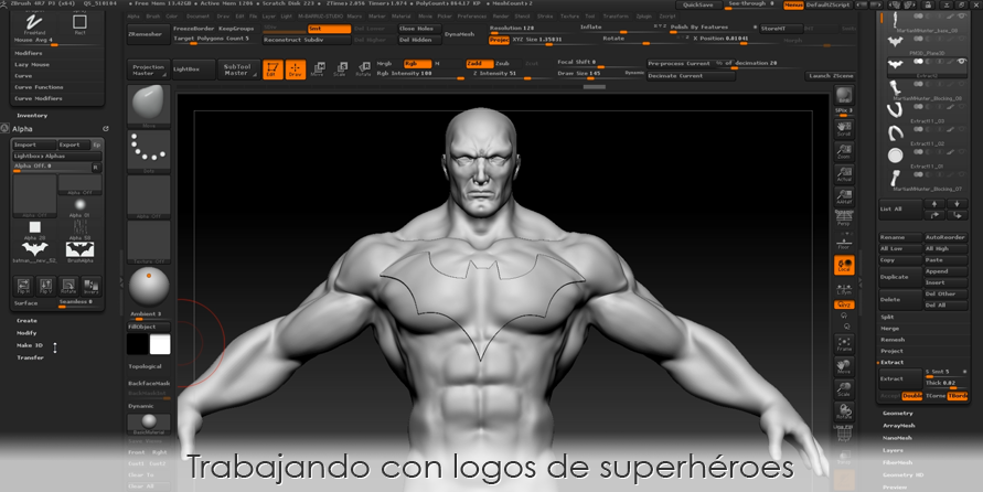 Trabajando con logos de superhéroes en ZBrush