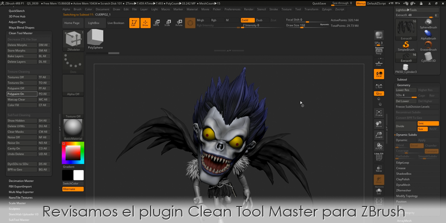 Revisamos el plugin Clean Tool Master para ZBrush