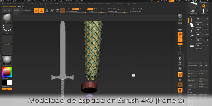 Modelado de espada en ZBrush 4R8 (Parte 2)