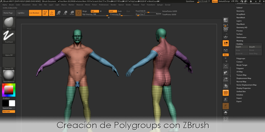 Creación de Polygroups con ZBrush