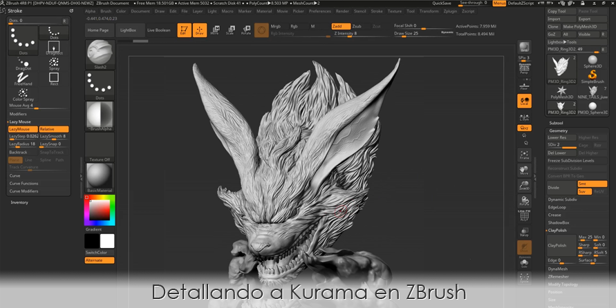 Cómo detallar en ZBrush a Kurama