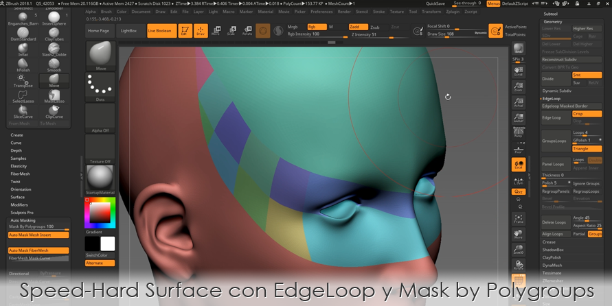 Speed Hard Surface con EdgeLoop y Mask By Polygroups