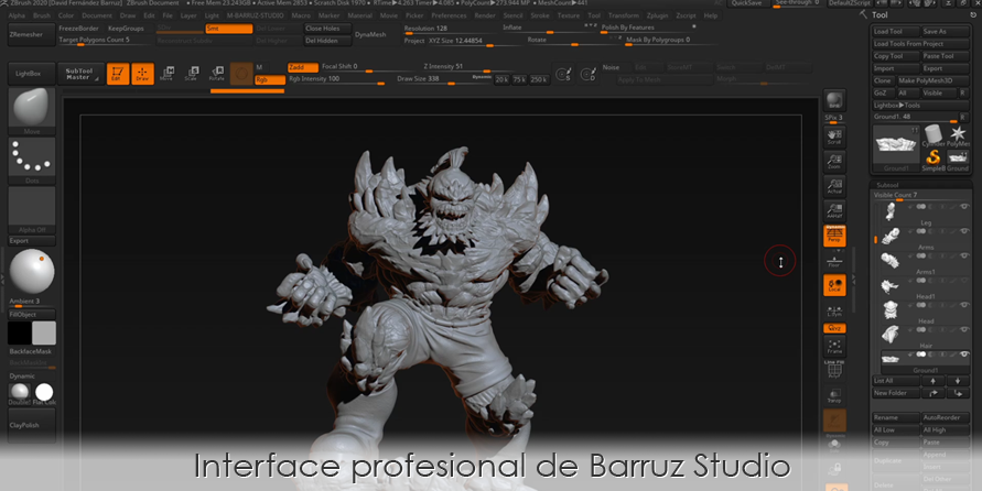 Interface de ZBrush profesional