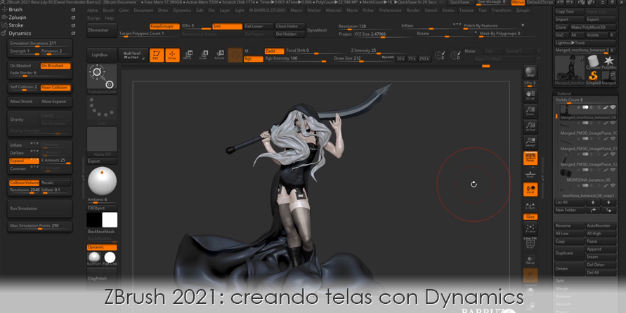 ZBrush 2021: creando telas con Dynamics