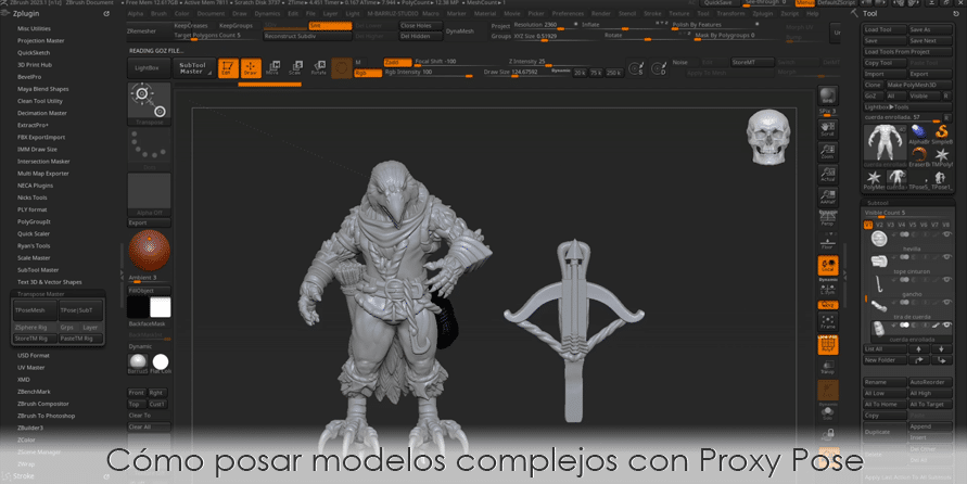 Cómo posar modelos complejos con Proxy Pose en Zbrush